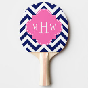 Navy Lg Chevron Hot Pink #2 Quatrefoil 3 Monogram Tafeltennisbatje