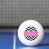 Navy Lg Chevron HotPink2 Quatrefoil Naam Monogram Pingpongbal (Net)
