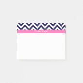 Navy Lg Chevron HotPink2 Quatrefoil Naam Monogram Post-it® Notes (Voorkant)
