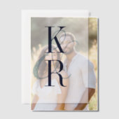 Navy & Lichtblauw Elegante Initialen & Ampersand Vellum Uitnodigingen (Offset (Koppel))