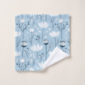 Navy Lichtblauw Wit Waterverf Bloemencadeau Bad Handdoek (Wasdoekje)