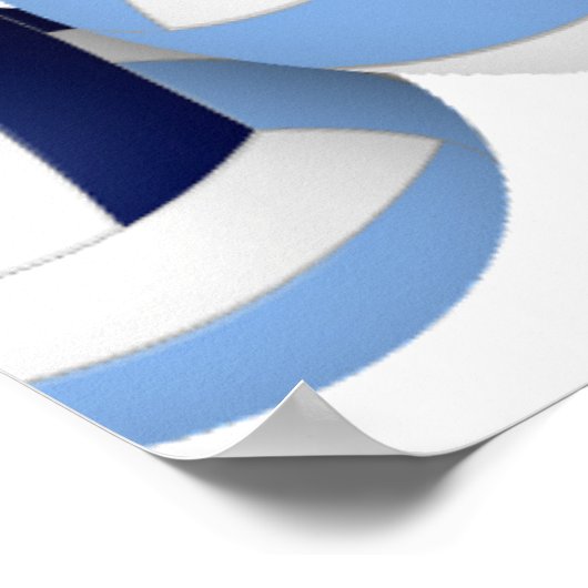Navy lichtblauwe volleyballen Kids verjaardagsfees Poster (Hoek)