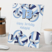 Navy lichtblauwe volleyballen Kids verjaardagsfees Reclamebord Met Voetstuk (Insitu)