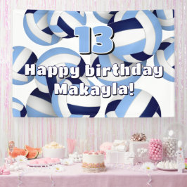 Navy lichtblauwe volleyballen Kids verjaardagsfees Spandoek