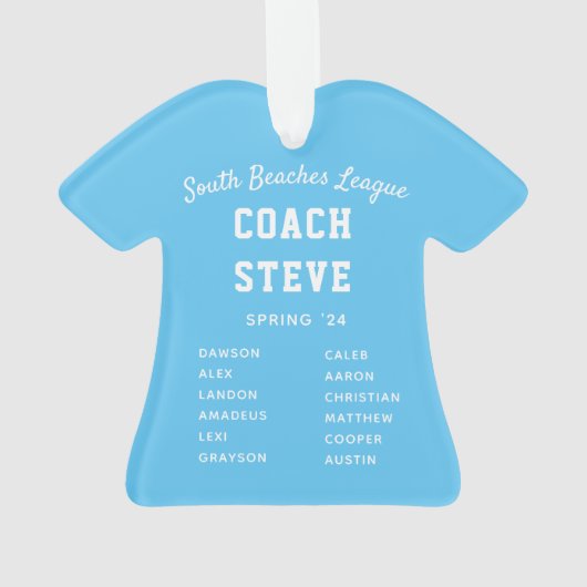 Navy & Light Blue Baseball Coach Team Jersey Ornament (achterkant)