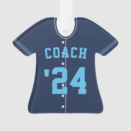 Navy & Light Blue Baseball Coach Team Jersey Ornament (voorkant)