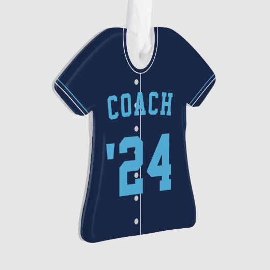 Navy & Light Blue Baseball Coach Team Jersey Ornament (voorkant)