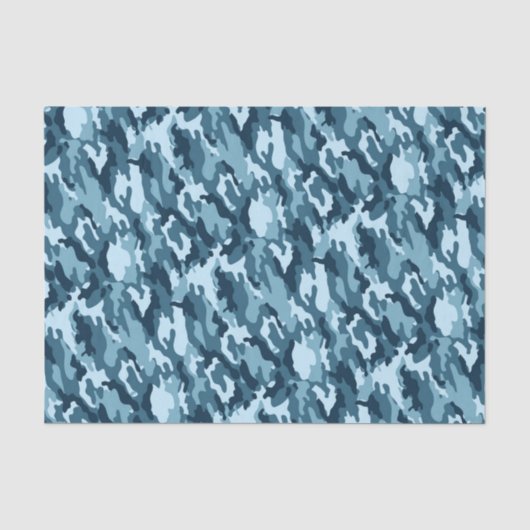 Navy & Light Blue Camouflage Pattern Tissuepapier (Voorkant)