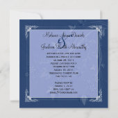 Navy Light Blue Floral Swirls Photo Post Wedding Kaart (Achterkant)