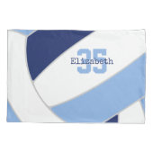 Navy Light Blue Gepersonaliseerde volleybalspeler Kussensloop (Achterkant)