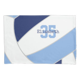Navy Light Blue Gepersonaliseerde volleybalspeler Kussensloop