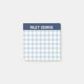 Navy & Light Blue Gingham Varsity Letters Naam Post-it® Notes (Voorkant)