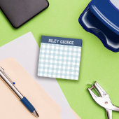 Navy & Light Blue Gingham Varsity Letters Naam Post-it® Notes