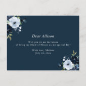 Navy light blue Maid of Honor proposal card Uitnodiging Briefkaart (Achterkant)
