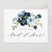 Navy light blue Maid of Honor proposal card Uitnodiging Briefkaart (Voorkant)