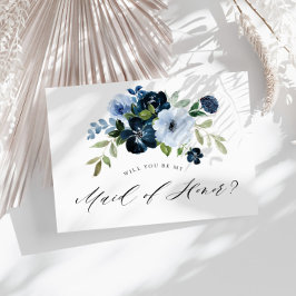 Navy light blue Maid of Honor proposal card Uitnodiging Briefkaart