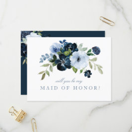 Navy light blue Maid of Honor proposal card Uitnodiging Briefkaart