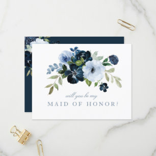 Navy light blue Maid of Honor proposal card Uitnodiging Briefkaart