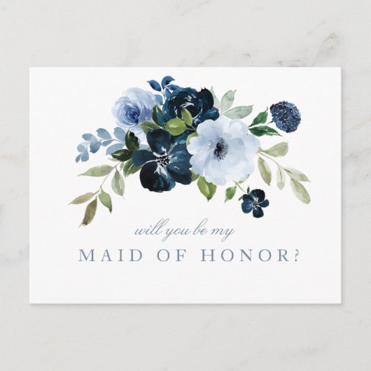 Navy light blue Maid of Honor proposal card Uitnodiging Briefkaart (Voorkant)
