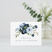 Navy light blue Maid of Honor proposal card Uitnodiging Briefkaart (Staand voorkant)