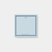 Navy & Light Blue Monogrammed Post-it Notes (Voorkant)