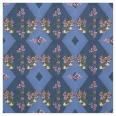 Navy & Light-Blue ribb textuur met roze bloemen Stof (Swatch)
