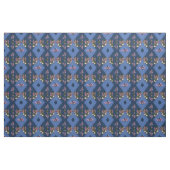Navy & Light-Blue ribb textuur met roze bloemen Stof (Fat Quarter)