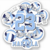 Navy Light Blue volleyballen Cluster Een atleet na Sticker (Voorkant)