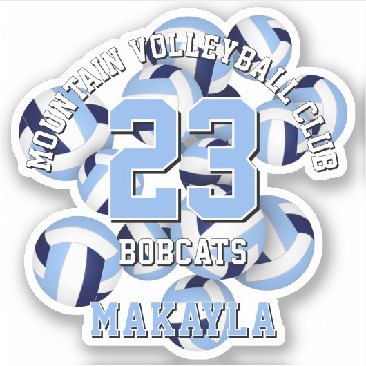 Navy Light Blue volleyballen Cluster Een atleet na Sticker (Voorkant)