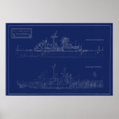 Navy Light Cruiser Little Rock Blueprint Poster (Voorkant)