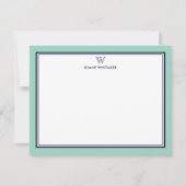 NAVY & LIGHT TEAL Classic Monogram Double Frame Notitiekaartje (Voorkant)