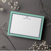 NAVY & LIGHT TEAL Classic Monogram Double Frame Notitiekaartje