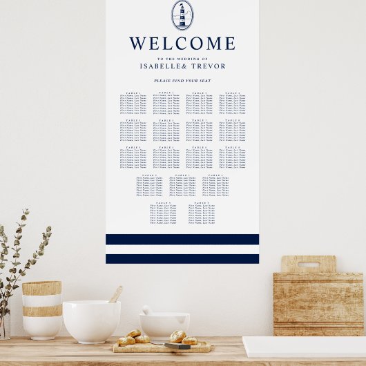 Navy Lighthouse | 17 Tafelzitje Poster (Keuken)