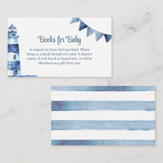 Navy Lighthouse Baby shower Boeken voor Baby Informatiekaartje (Voorkant / Achterkant)