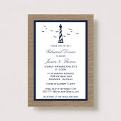 Navy Lighthouse & Burlap Nautical Rehearsal Dinner Kaart