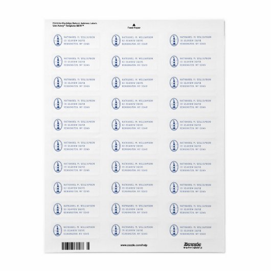 Navy Lighthouse Nautical Return Label (Full Sheet)