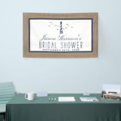 Navy Lighthouse op Burlap Nautical Vrijgezellenfee Spandoek (Beurs)