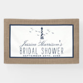 Navy Lighthouse op Burlap Nautical Vrijgezellenfee Spandoek (Horizontaal)