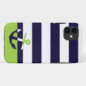 Navy/Lime Green Anchor Case-Mate iPhone Case (Achterkant (horizontaal))