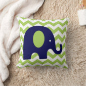 Navy Lime Green Elephant Nursery Sierkussen (Deken)
