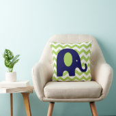 Navy Lime Green Elephant Nursery Sierkussen (Stoel)