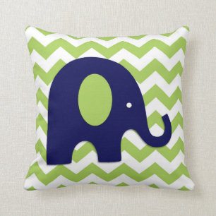 Navy Lime Green Elephant Nursery Sierkussen