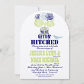 Navy, Limoen Rustic Blue Romantic Roos Mason Jar Kaart (Voorkant)