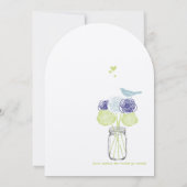 Navy, Limoen Rustic Blue Romantic Roos Mason Jar Kaart (Achterkant)