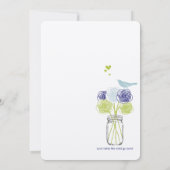 Navy, Limoen Rustic Blue Romantic Roos Mason Jar Kaart (Achterkant)