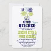 Navy, Limoen Rustic Blue Romantic Roos Mason Jar Kaart (Voorkant)