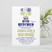 Navy, Limoen Rustic Blue Romantic Roos Mason Jar Kaart (Staand voorkant)