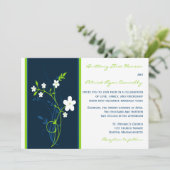 Navy, Limoen, White Floral Wedding Invitation Kaart (Staand voorkant)