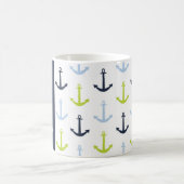 Navy, Linggroen & Baby Blue Nautical Anchors Koffiemok (Center)