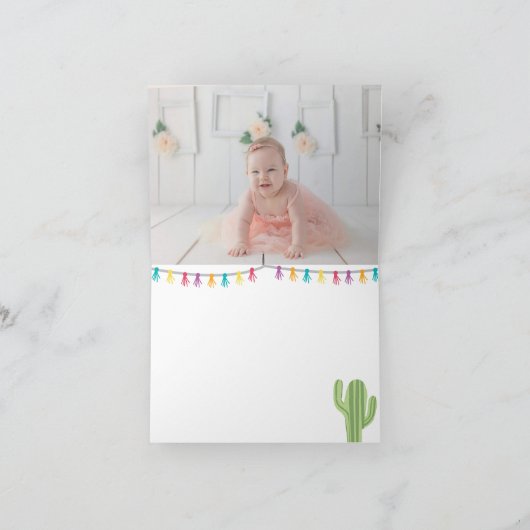 Navy Llama Cactus Foto Bedankt Kaart (Binnen)